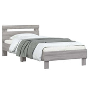 Letto singolo | Letto per adulti | Struttura letto con testata Sonoma grigio 80 x 200 cm