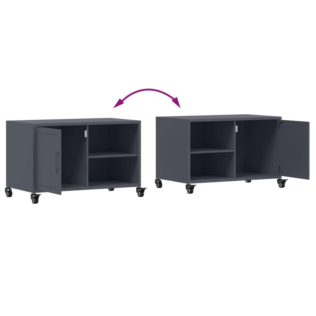 Mobile TV multimediale mensola TV credenza TV sala da pranzo soggiorno camera da letto antracite 68 x 39 x 43,5 cm acciaio antracite 02_0026398