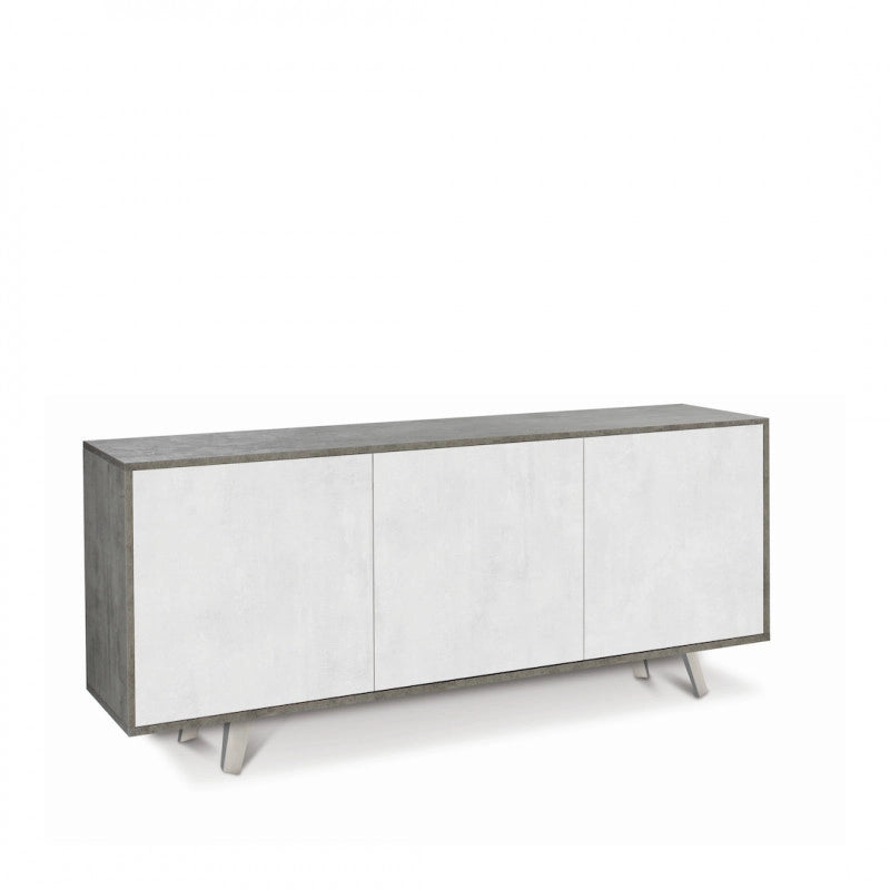 Mobile 3 Ante 177L x 41P x h74 – Finitura Cemento e Bianco Opaco – Sarmog