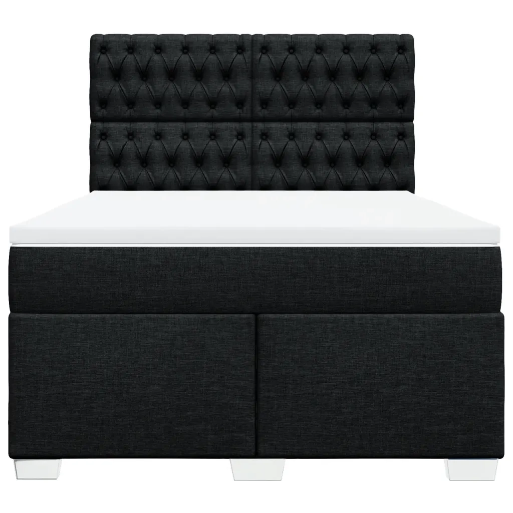 Giroletto a Molle con Materasso Nero 160x200 cm in Tessuto