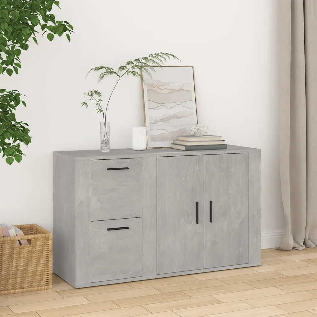 Credenza Grigio Cemento 100x33x59,5 cm in Legno Multistrato cod mxl 23557