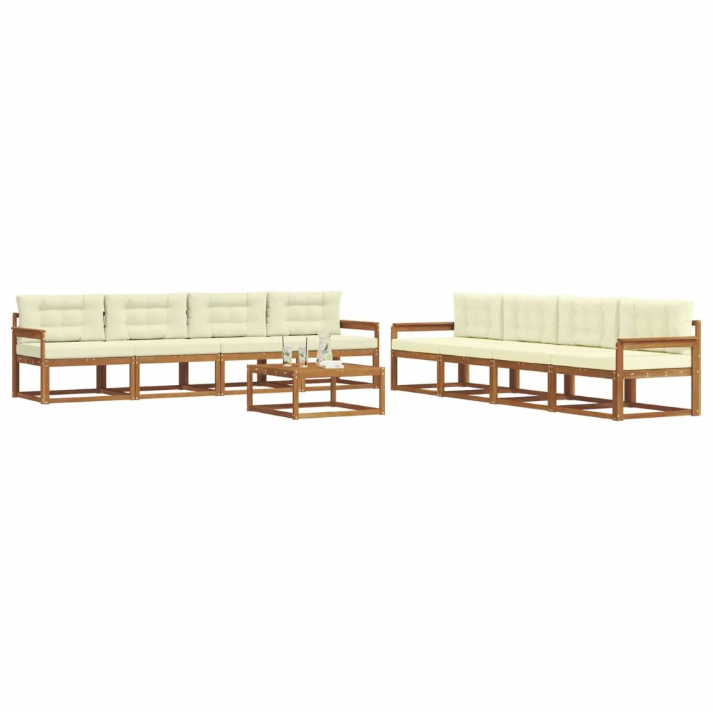 Set di divani da esterno con cuscino 9 pcs Naturale e Crema