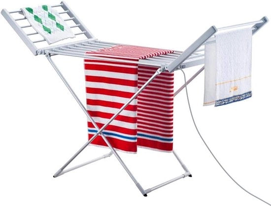 Drogeria elettrica pieghevole - 220 W con 20 stanghe - griglia in alluminio (148 x 53 x 90 cm)