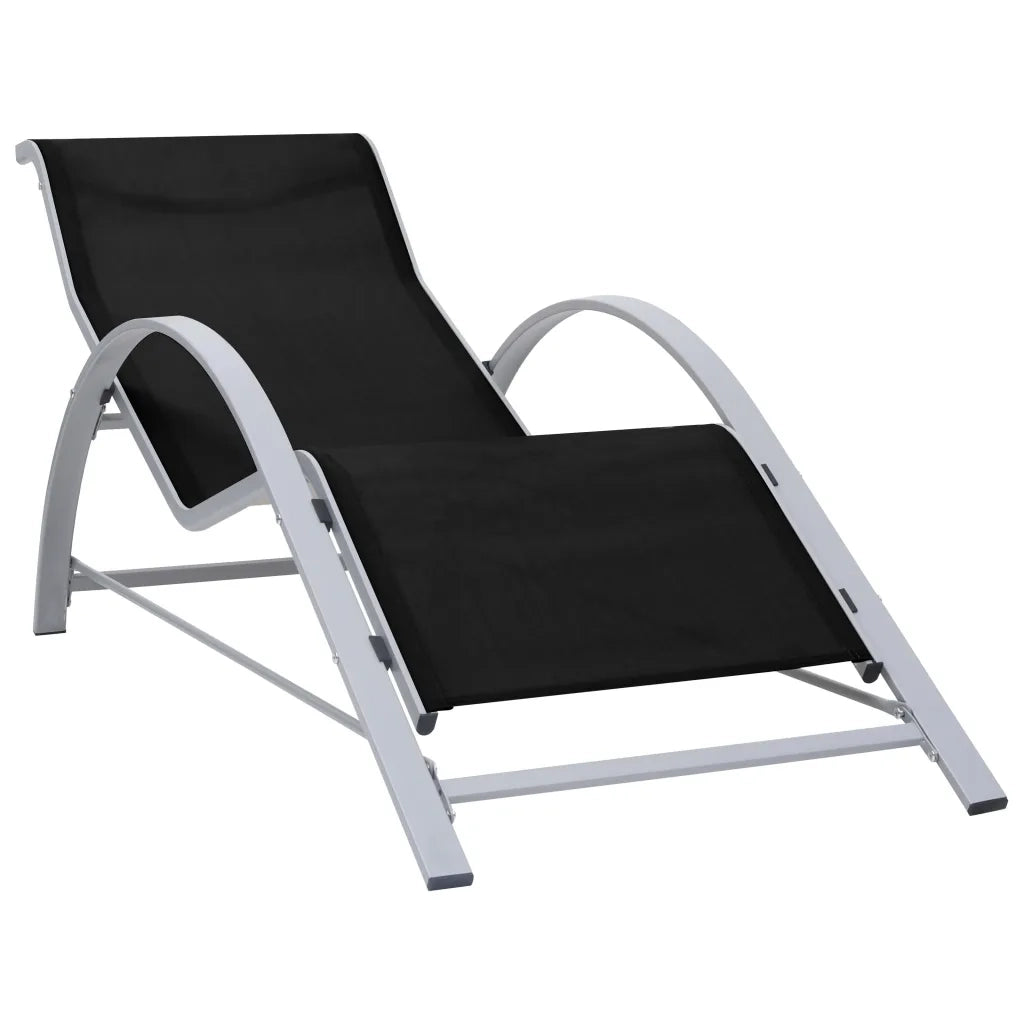 Lettini Prendisole con Tavolino 2 pz in Alluminio Nero 310534