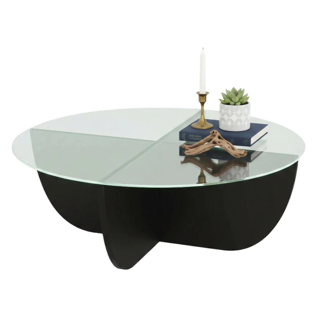Jolanda, Tavolino da Salotto Forma Rotonda, 90x90x30h cm Nero