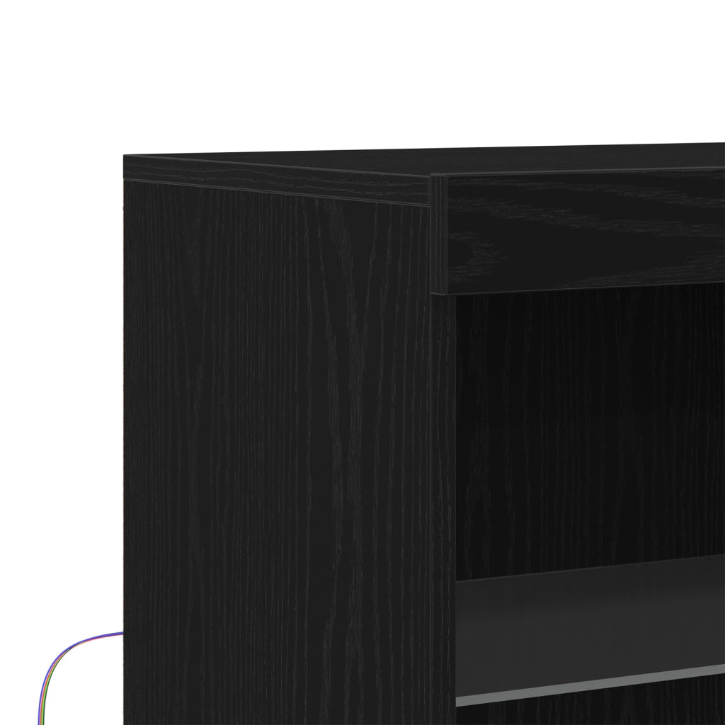 Sideboard con luci LED Rovere Nero 60x37x100 cm