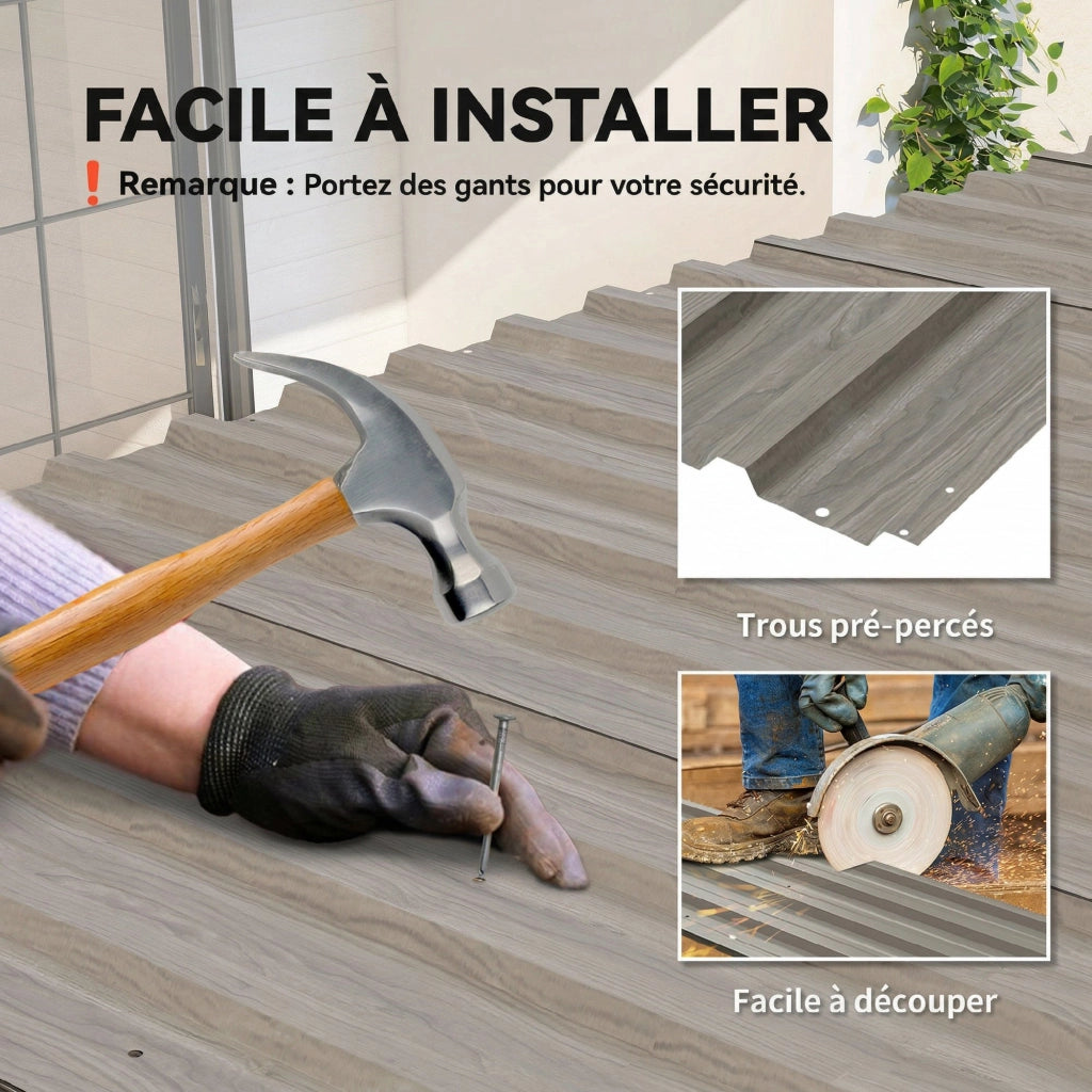 Pannelli in acciaio zincato per esterno ¨C zephmum ¨C 129x45 cm effetto legno grigio chiaro