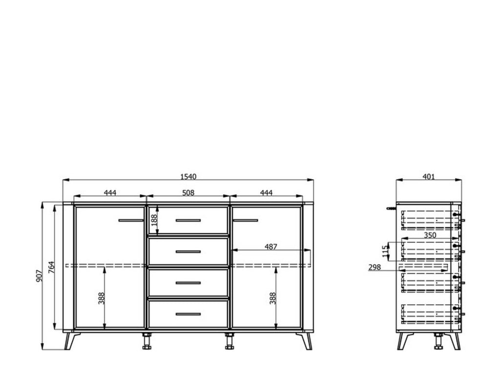 Madia Illorai, Credenza 2 Ripiani, 154x40x90.5h cm Bianco Crema