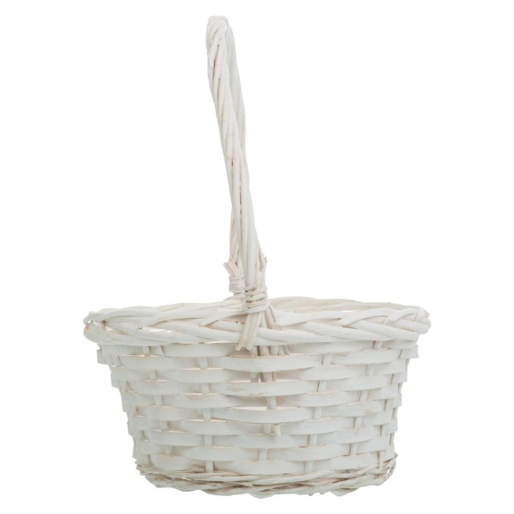 Set di 3 cestini in vimini bianchi 23x23x28-19x19x24-15x15x20h cm
