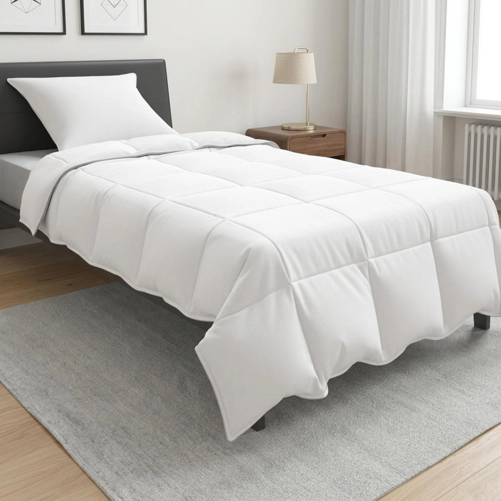Set di Piumoni 2 pz 140 x 200 cm Tutte le stagioni Bambù Bianco 3431474