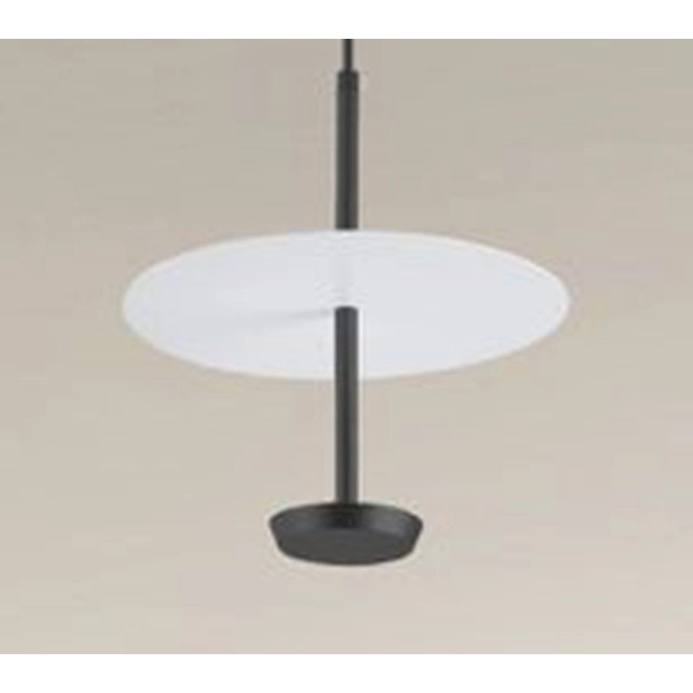 Trade Shop - Lampadario A Sospensione Luce 6500k Led 12w Disco Paralume Piatto Bianco Nero Tondo 33122 -