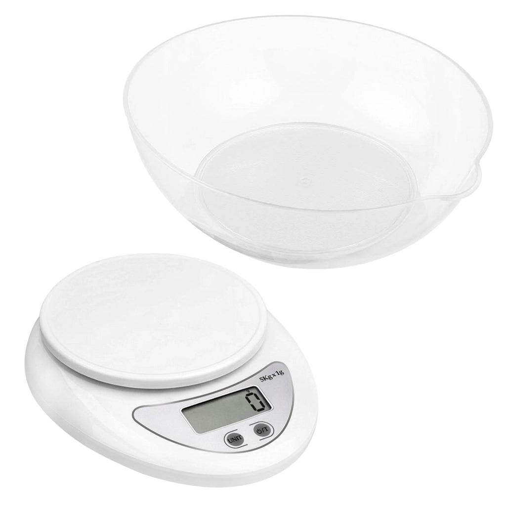 Bilancia da Cucina con Ciotola Schermo LED Funzione Tara e Unità Multiple Bianco Avizar