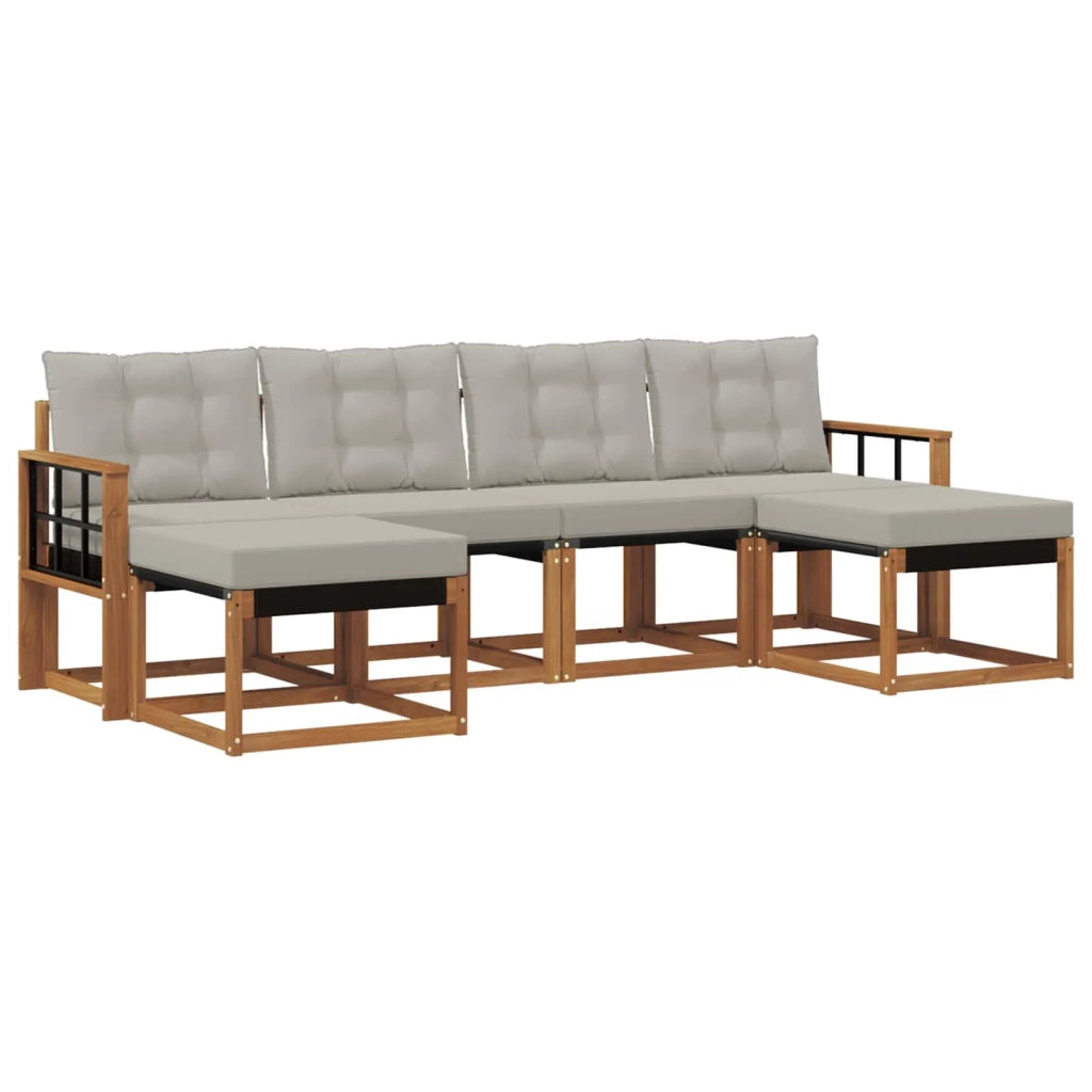 Set di divani da esterno 6 pcs Grigio Naturale e Chiaro 3368934