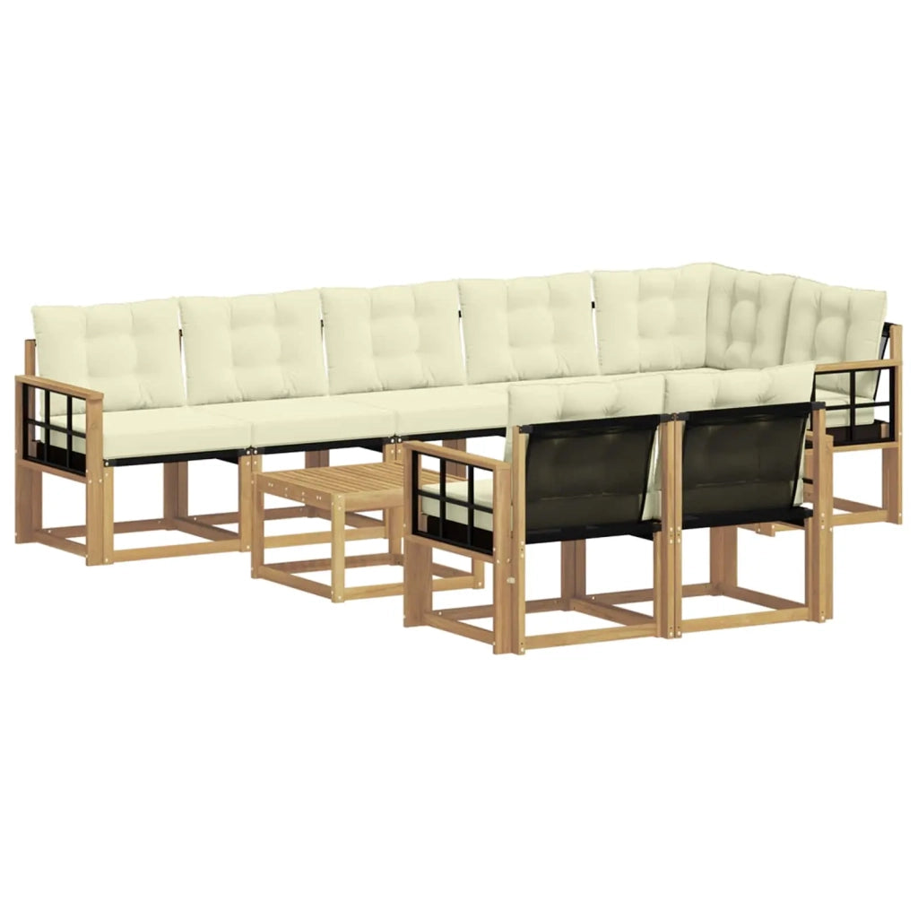 Set di divani da esterno 9 pz Bianco e Crema 3389624