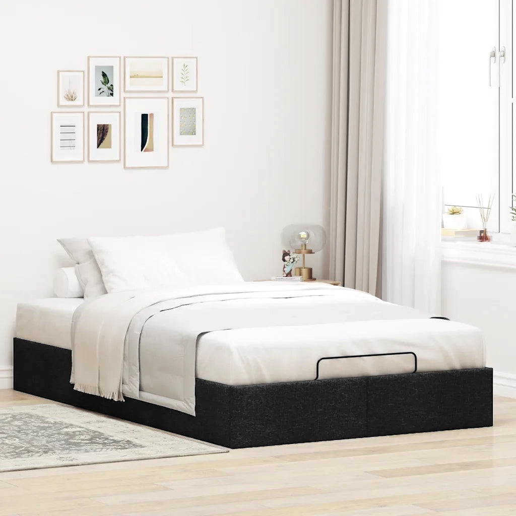 Letto matrimoniale | Letto per adulti | Struttura Letto Pouf senza Materasso Nero 120x200 cm in Tessuto