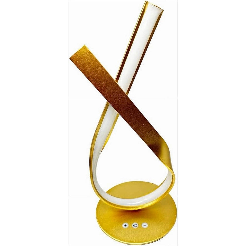 Trade Shop - Lume Intrecciato Led Oro 12 W Lampada Da Tavolo Design Moderno Doppia Luce 32712 -