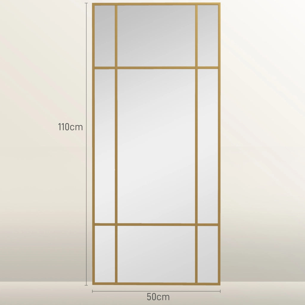 SPECCHIO DECORATIVO 110x50 cm Rettangolare in vetro e metallo Oro