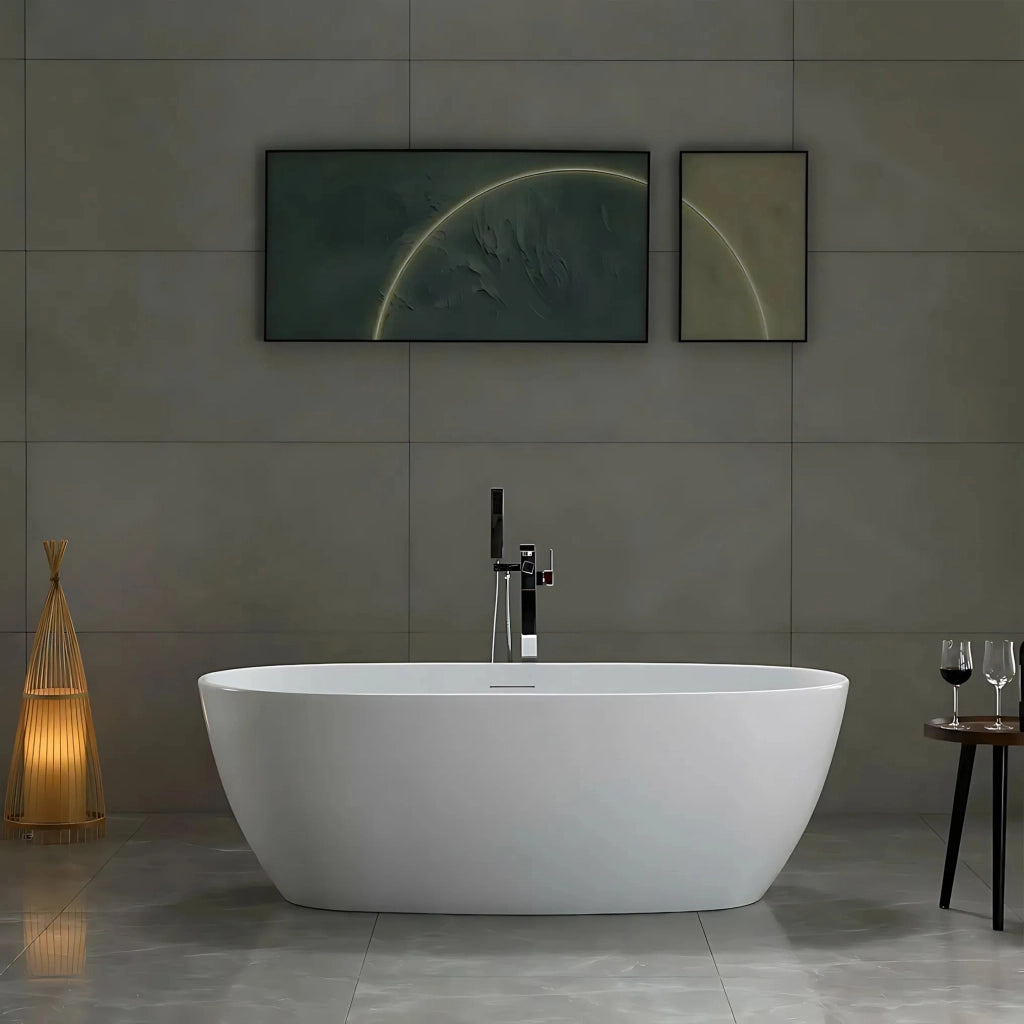 Vasca Da Bagno Freestanding In Acrilico Roma 170 Copritappo oro spazzolato