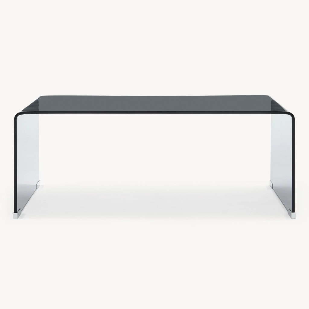 Tavolino da Caffè Väsas in Vetro 90 x 45 x 35 cm - Grigio [en.casa]