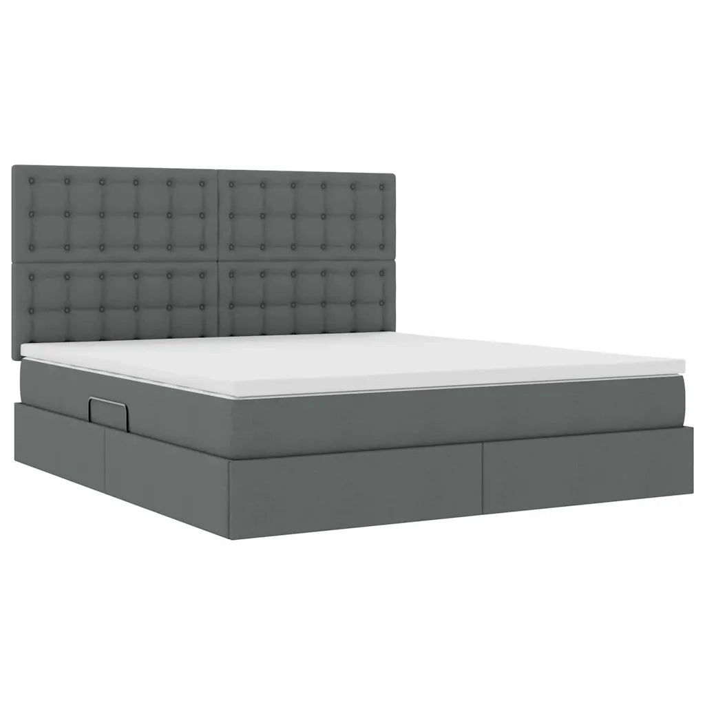 Letto con contenitore e materasso Grigio scuro 160 x 200 cm