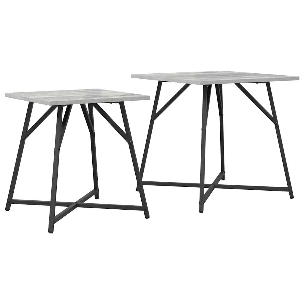 Set tavolini 2 pcs Grigio Sonoma e Nero 869729