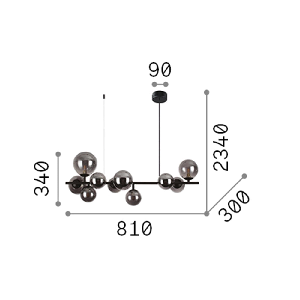 Sospensione Contemporanea Perlage Metallo Nero 10 Luci G9 3W 3000K Luce Calda