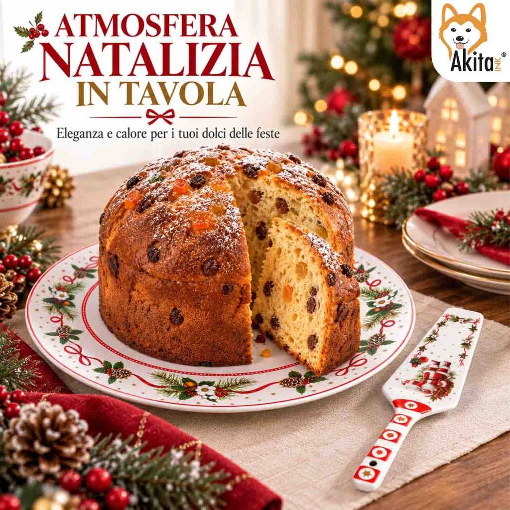 Akitaink Piatto Panettone Santa Claus 30 cm Paletta Porcellana