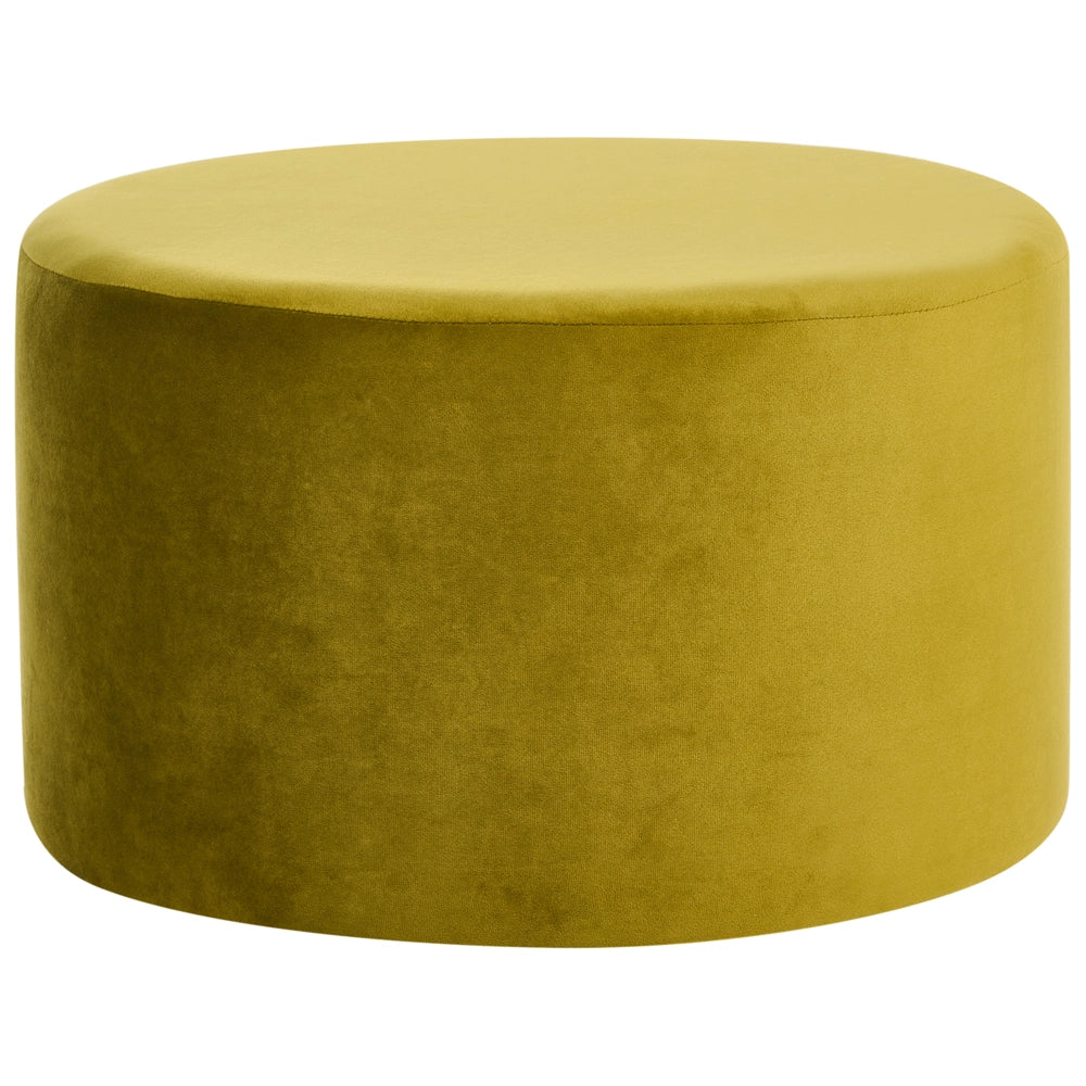 Pouf rotondo in velluto verde oliva ottomana stile moderno contemporaneo