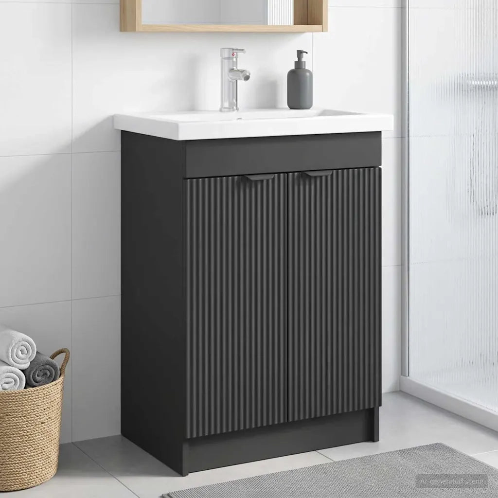 Mobiletto da bagno sotto il lavello Nero 78,5 x 37,5 x 81 cm