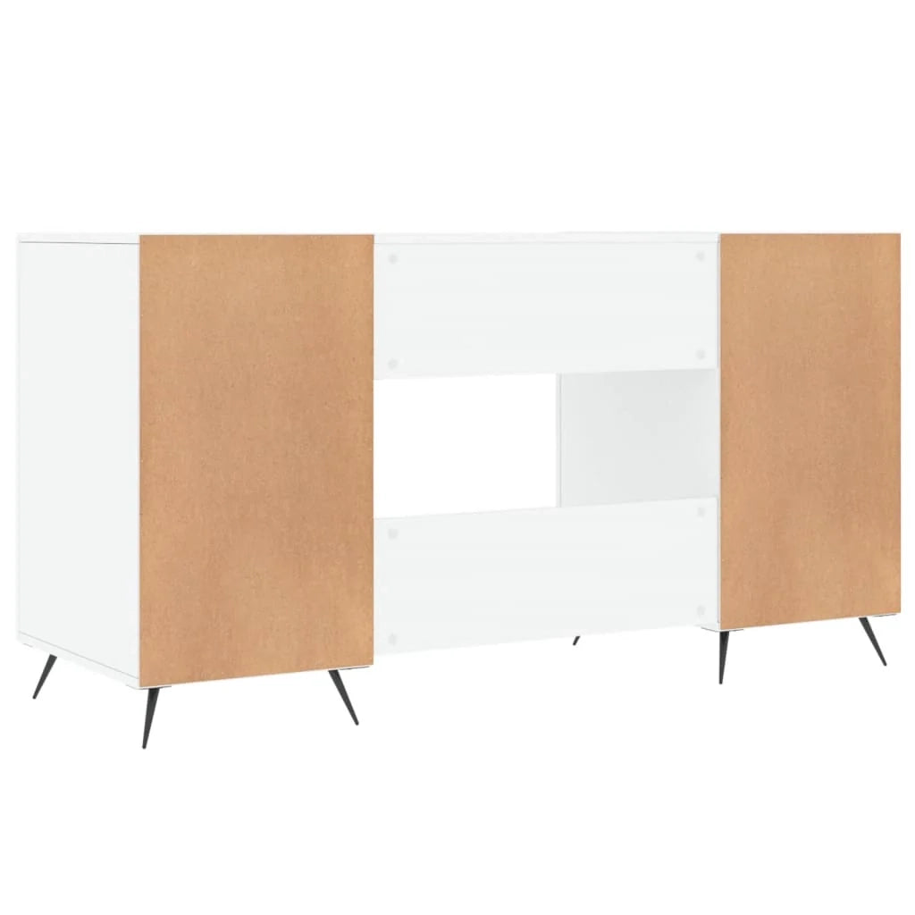 Scrivania tavolo postazione di lavoro mobile per computer scrivania da studio finitura lucida 140 x 50 x 75 cm legno ingegnerizzato bianco 02_0023540