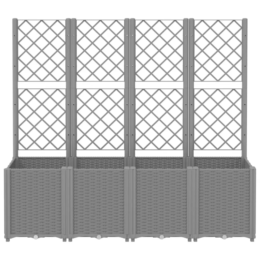 Fioriera Giardino con Traliccio Grigio Chiaro 160x40x140 cm PP 367872