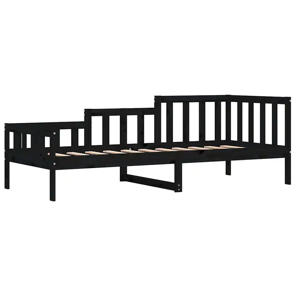 Letto singolo | Letto per adulti | Dormeuse Nera 80x200 cm in Legno Massello di Pino