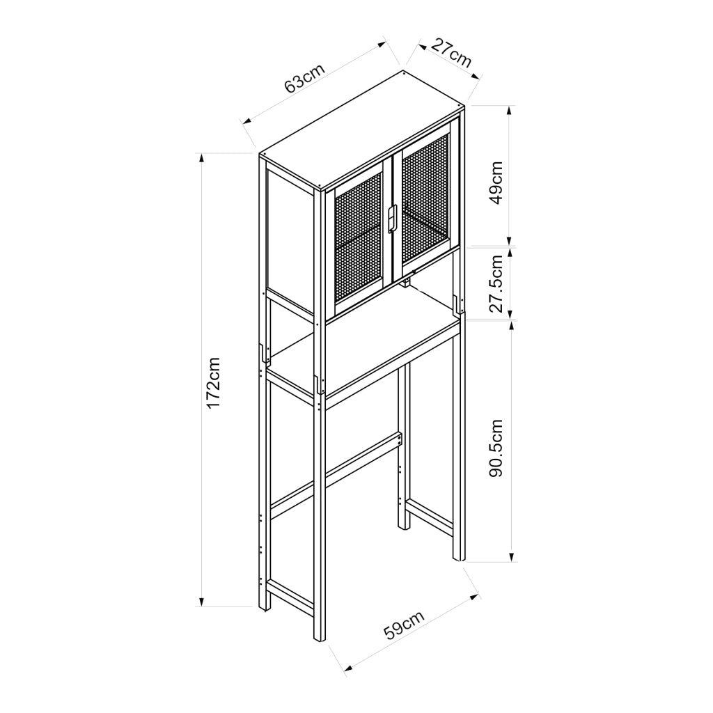 Armadietto Sopra Gabinetto Lavatrice Tervola Mobile Sovrastruttura per Bagno 172x63x27 cm [en.casa]