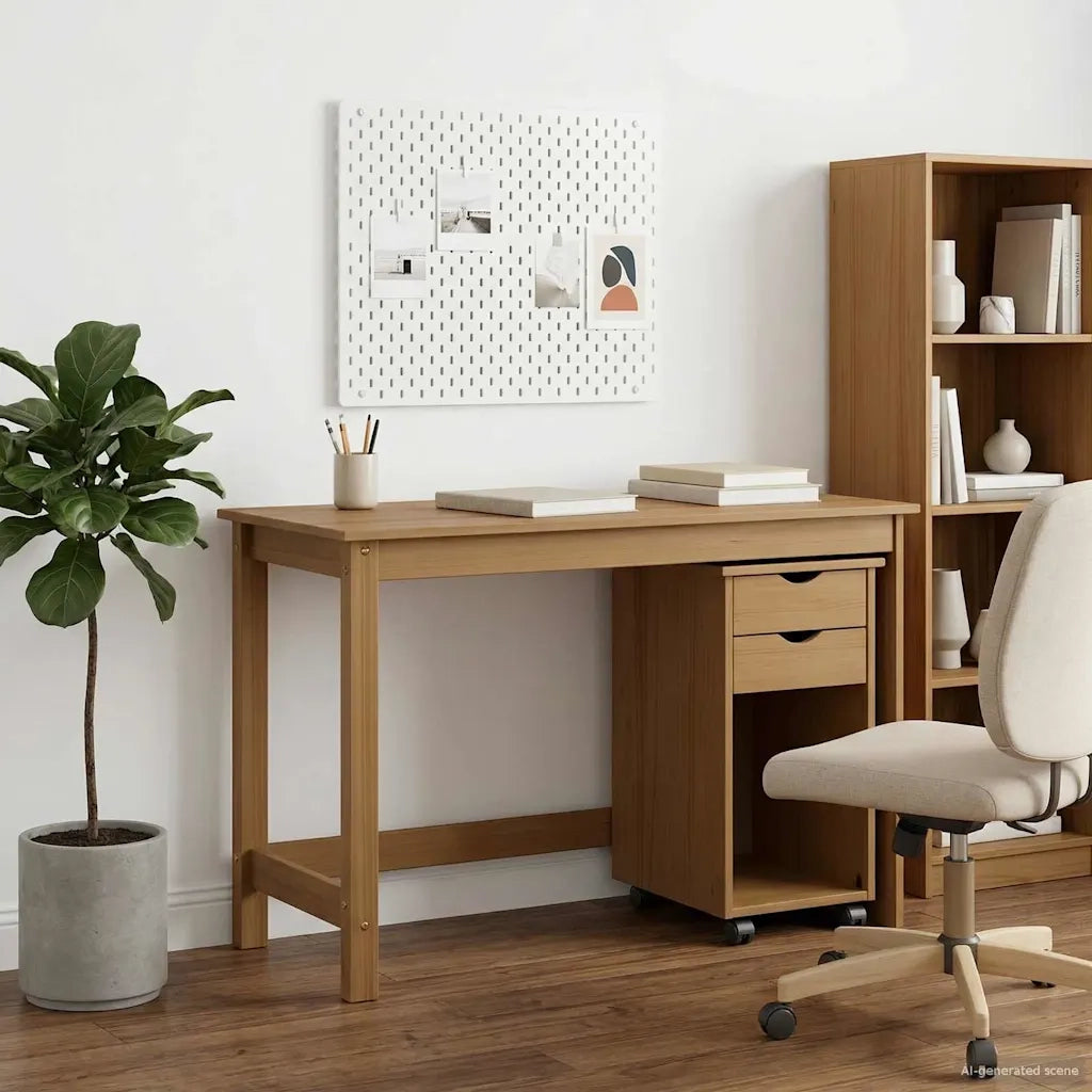 Set di Scrivania e Armadietto 2 pz Marrone Miele 3438775