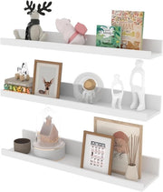 Set di assi di legno da parete da 3 - Bianco - Per camera da letto, bagno, cucina - 60 cm