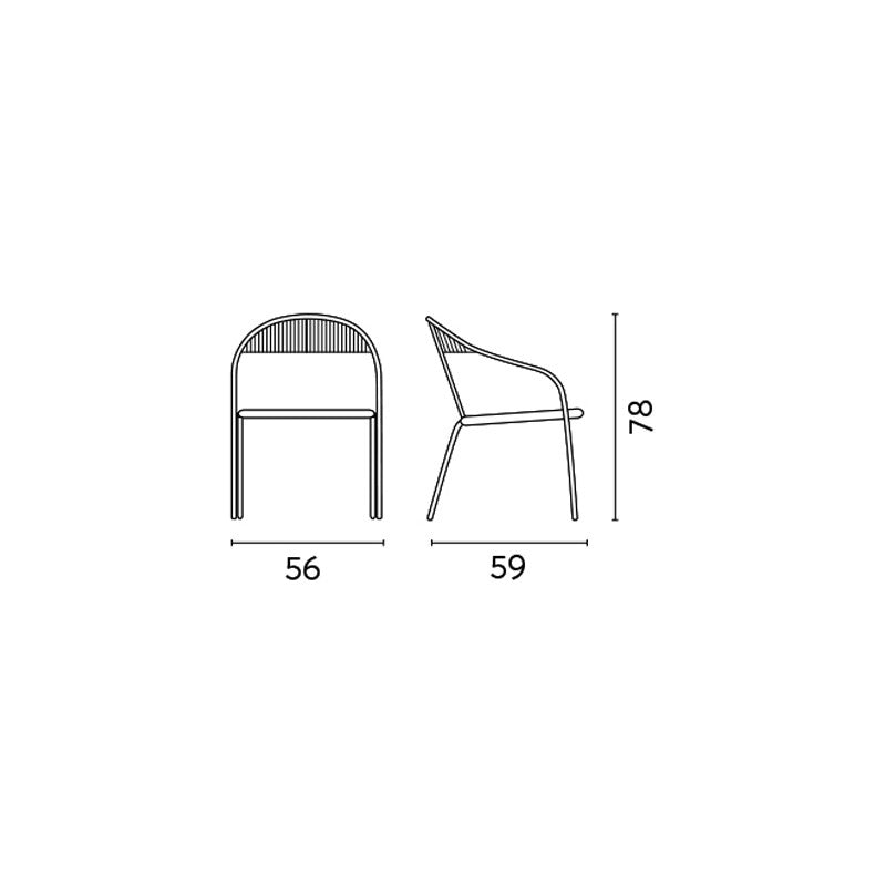 Set di due Sedie Contract bianco con corda sintetica grigia Moia