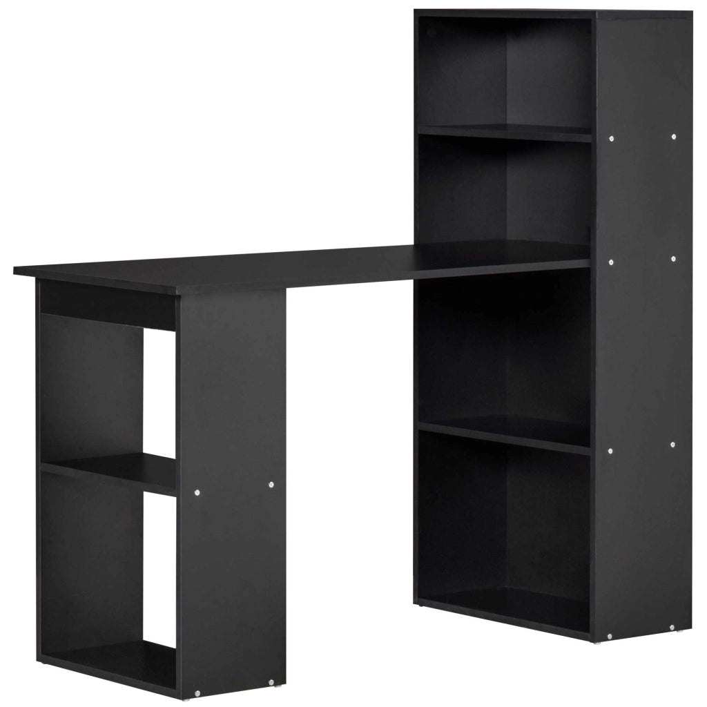 Scrivania da Ufficio 6 Ripiani Laterali 120x55x120 cm in Legno Nero