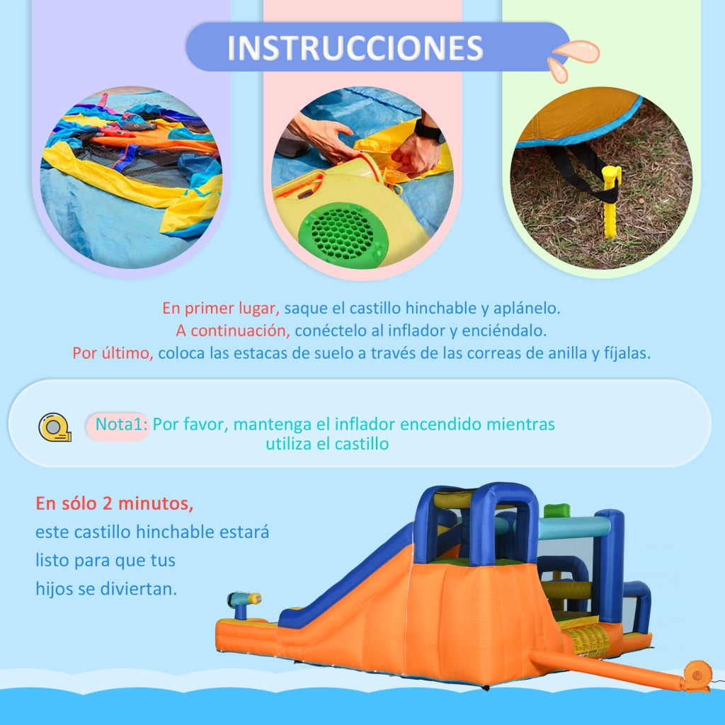Castello gonfiabile per bambini con scivolo e parete arrampicata ¨C Zephmum ¨C 430x420x200cm multicolore