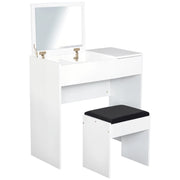 Cassettiera da trucco con specchio e sgabello ¨C zephmum ¨C bianco 80x40x79 cm