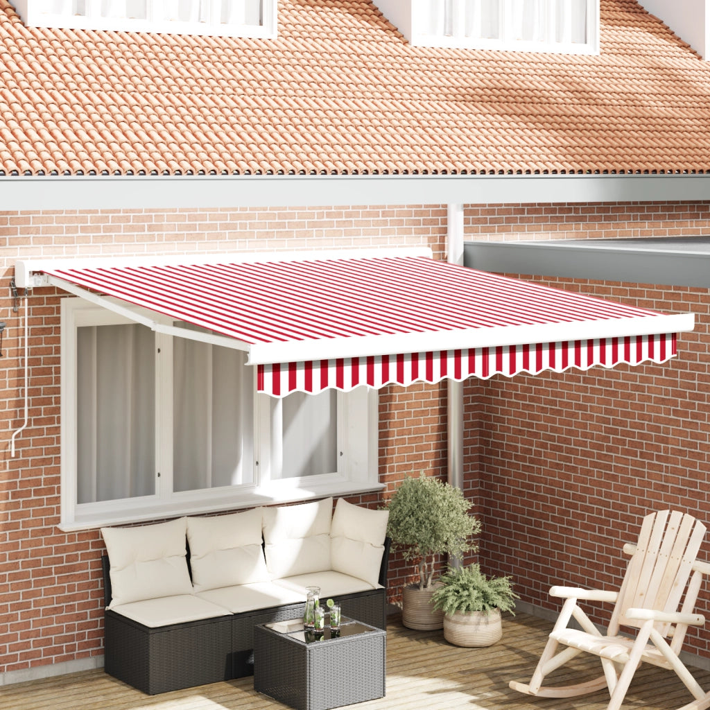 Tenda Retrattile Automatica a Righe Rosse e Bianche 300x250 cm