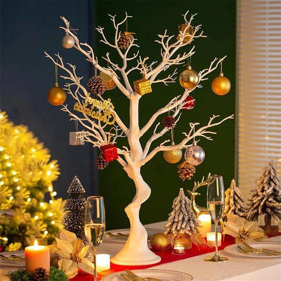 Albero Finto per Decorazione e Centrotavola da 75cm con Rami Bianchi - Adatto per Halloween, Festa di Matrimonio e Auguri di Compleanno.