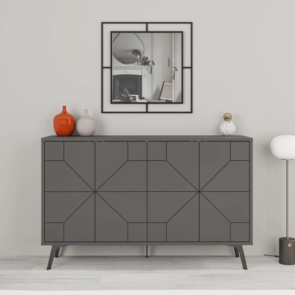 Credenza in legno "Dune" - 123 x 35 x 62 cm - Grigio antracite