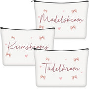 Make-up con 3 contenitori in toilettas, bovita in canvas con slogan, con cinturino e rete per donne
