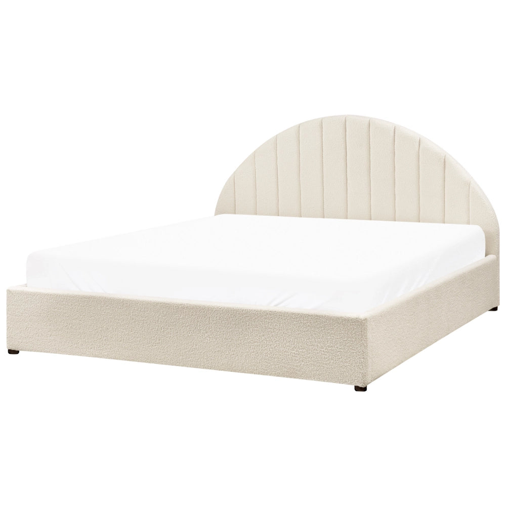 Letto contenitore Bianco Sporco Boucle Poliestere Tessuto UE Doppio Dimensioni 160 x 200 cm Design moderno minimalista