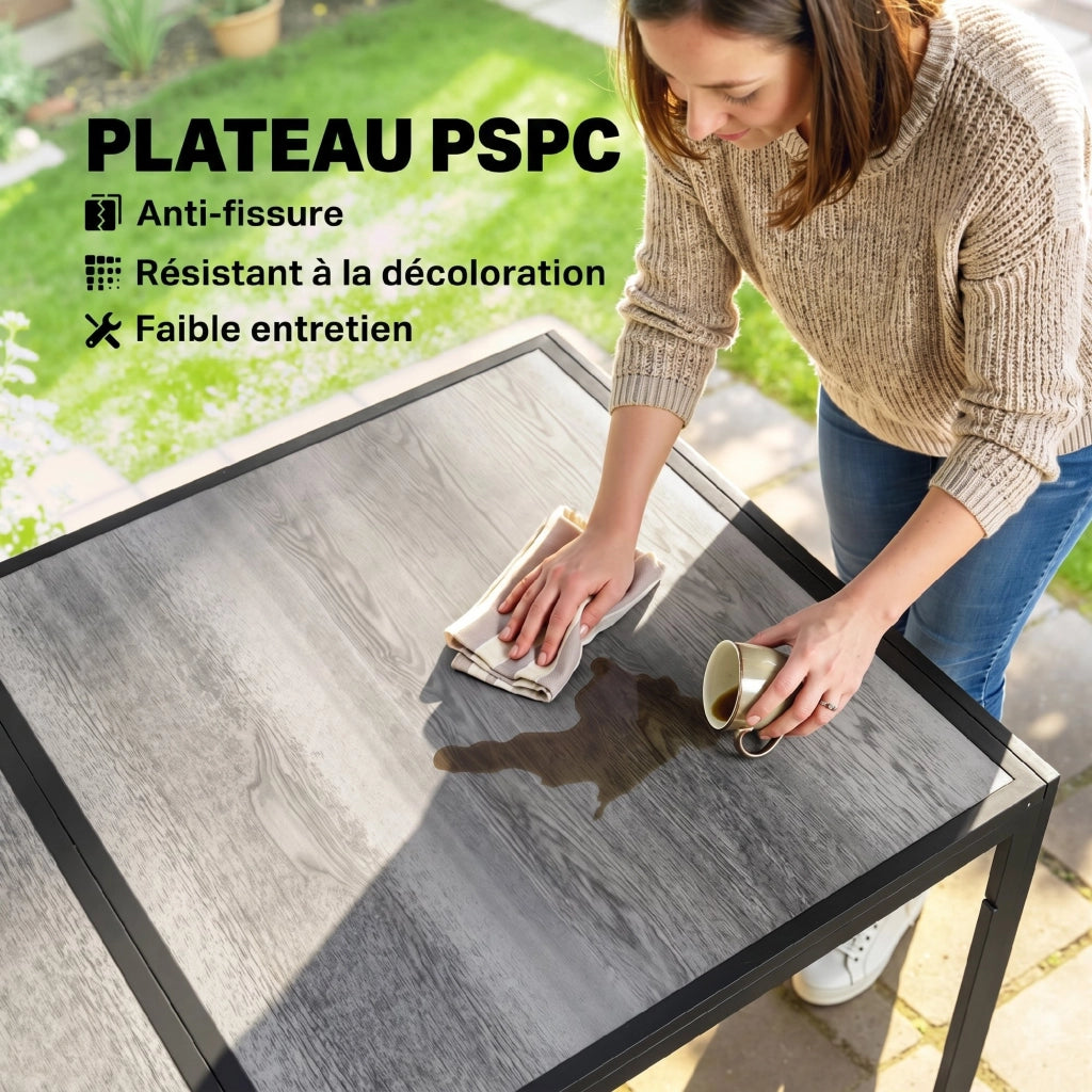 Tavolo da pranzo allungabile per giardino ¨C zephmum ¨C grigio, effetto legno, 150x80x74 cm