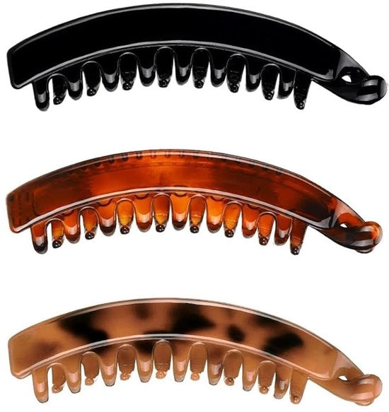 Tre Spilloni per Capelli in Plastica di Alta Qualità - Grande - Accessori per Capelli - Per Donne e Ragazze - 3 Pezzi