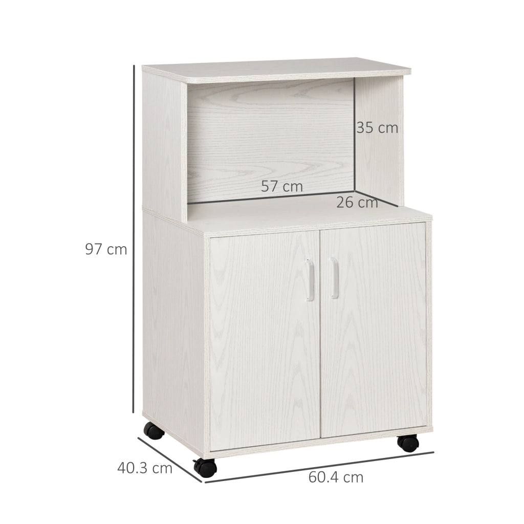 Armadio Cucina con Ruote e Ripiano ¨C Zephmum ¨C Bianco 60.4x40.3x97cm