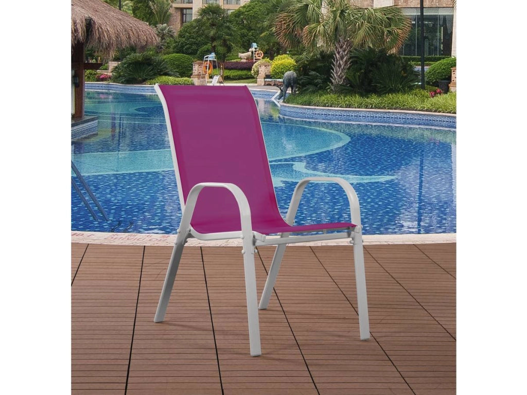 Sedia da giardino textilene "Cordoba" -Phoenix-Rosa-Set di 4