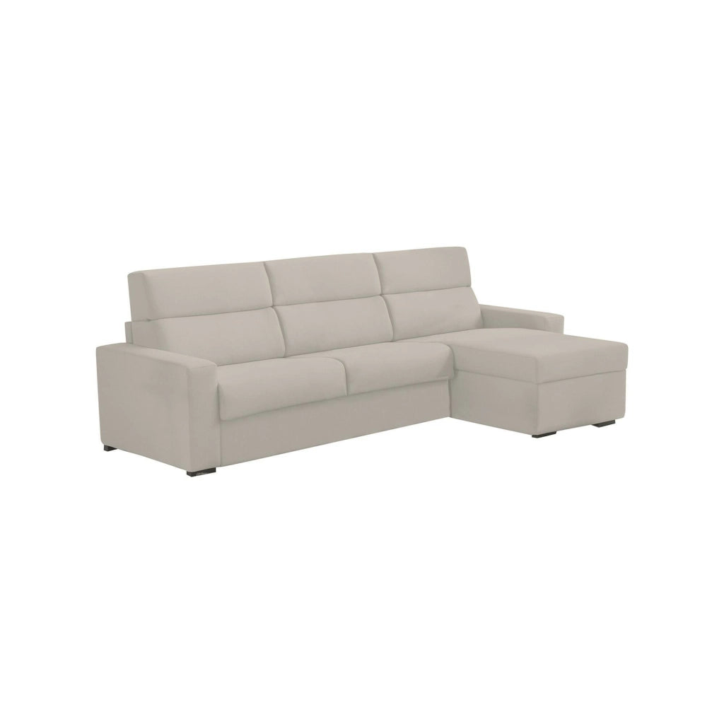 Pusiano, Divano Letto con Penisola Sfoderabile Made in Italy, 280x160 cm Beige