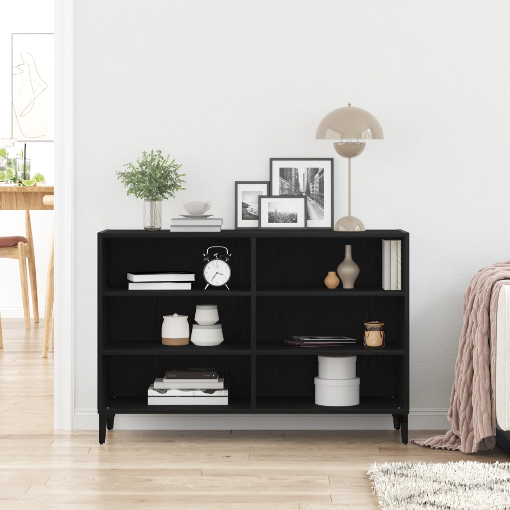 Sideboard Nero Quercia  103,5x35x70 cm in Legno ingegnerizzato